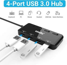 img 3 attached to 🔌 Efficient 4-Port USB 3.0 Hub Splitter: Ultra Slim Data Hub with Individual Power Switch and LED