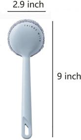 img 4 attached to 🧽 Non-Scratch Scouring Pad for Dishes with Long Handle - Light Blue Kitchenware Cleaning Brush