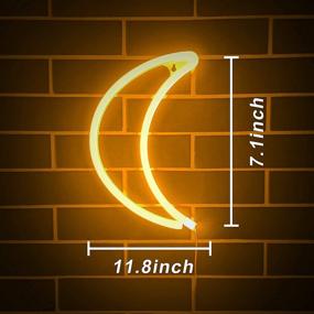 img 1 attached to 🌙 Moon Neon Signs Lights for Bedroom Wall Decor, USB/Battery Operated LED Night Light, Decorative Neon Sign Light for Valentine's Day, Birthdays, Parties, Living Room, Girls, Kids Room (Warm White)