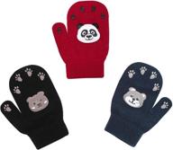 toddler winter stretchy knitted mittens boys' accessories logo