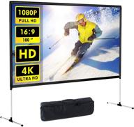 🎥 100 inch 4k hd 16:9 projector screen with stand - indoor/outdoor home theater cinema, wrinkle-free design, carry bag for movies, meetings logo