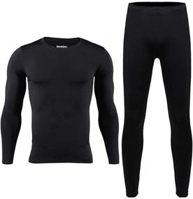 img 4 attached to 🔥 Stay Cozy This Winter with the HEROBIKER Mens Thermal Underwear Set - Skiing Base Layers with Fleece Lining