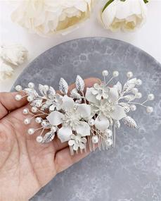 img 2 attached to 💍 SEO-Optimized Wedding Hair Accessories: Pearl Silver Floral Hair Comb Pin Headpiece for Brides & Bridesmaids