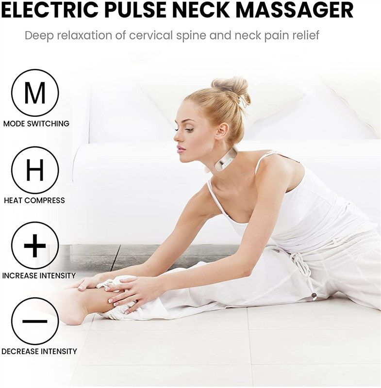 Portable Pulse Neck Massager With Heat For Pain Relief Deep Tissue Relax 5  Massage Modes 15 Intensity Gifts For Women Men Parents