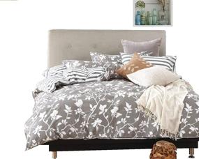 img 2 attached to 🌿 Leafy Vines 3-Piece 100% Cotton Bedding Set: Queen Size Duvet Cover and Pillow Shams by Swanson Beddings