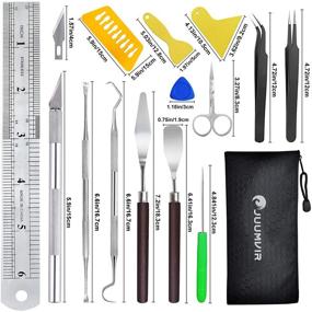 img 3 attached to Weed Craft Tool Set- JUUMVIR's 25-Piece Vinyl Weeding Tools Kit; Includes Scraper Tool, Scissor, Craft Tweezers, Weeders, and Spatula for Vinyl Weeding, Silhouettes, Cameos, and Lettering