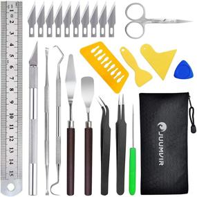 img 4 attached to Weed Craft Tool Set- JUUMVIR's 25-Piece Vinyl Weeding Tools Kit; Includes Scraper Tool, Scissor, Craft Tweezers, Weeders, and Spatula for Vinyl Weeding, Silhouettes, Cameos, and Lettering