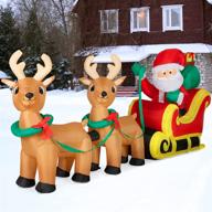 🎅 decorlife 7.8ft inflatable santa on sleigh with 2 reindeer, christmas outdoor decorations, blow up yard decor with led lights for lawn, garden, driveway decor logo