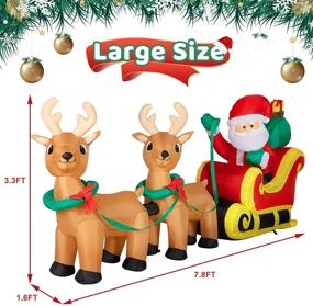 img 3 attached to 🎅 Decorlife 7.8FT Inflatable Santa on Sleigh with 2 Reindeer, Christmas Outdoor Decorations, Blow up Yard Decor with LED Lights for Lawn, Garden, Driveway Decor