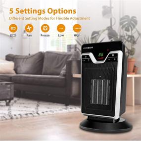 img 3 attached to 🔥 ASTERION 1500W Ceramic Space Heater with Adjustable Thermostat Remote - Portable Electric Heater for Personal Office, Home Bedroom - Timer, Oscillation, Tip-Over Protection - Small & Safe Indoor Heater