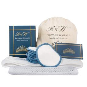 img 4 attached to 💆 Brooke & Wallace Beauty and Skincare 16-Piece Kit - Complete Set with Headband, Reusable Makeup Remover Pads, Premium Face Wipes - Natural Bamboo - Luxury Products
