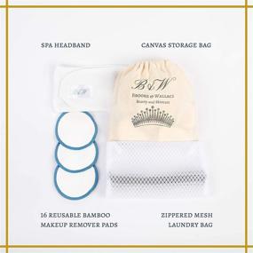 img 3 attached to 💆 Brooke & Wallace Beauty and Skincare 16-Piece Kit - Complete Set with Headband, Reusable Makeup Remover Pads, Premium Face Wipes - Natural Bamboo - Luxury Products