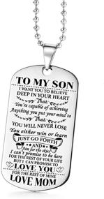 img 4 attached to Jvvsci Dad Mom to Son Dog Tag - Inspiring Heartfelt Message Pendant Necklace Keychain Birthday Jewelry Gift for Boys Teen