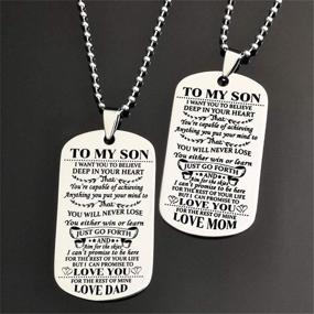img 3 attached to Jvvsci Dad Mom to Son Dog Tag - Inspiring Heartfelt Message Pendant Necklace Keychain Birthday Jewelry Gift for Boys Teen