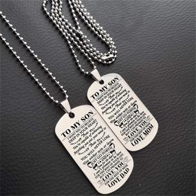 img 2 attached to Jvvsci Dad Mom to Son Dog Tag - Inspiring Heartfelt Message Pendant Necklace Keychain Birthday Jewelry Gift for Boys Teen