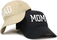 👫 trendy apparel shop capital mom and dad soft cotton couple 2 pc cap set: stylish headgear for fashionable couples logo