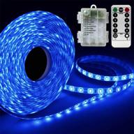 🔵 versatile blue led strip lights: battery powered, waterproof, self-adhesive light strip for graduation classroom decor, christmas window, birthday party, costume, kids playhouse, ambiance lights (90 led, remote, timer) логотип