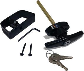 img 4 attached to Black Shed Door T-Handle Lock Kit - Includes 2 Keys, 2 Screws, Allen Wrench, 4-1/2&#34; Stem, Lock for Shed, Barn, Playhouse &amp; Chicken Coop