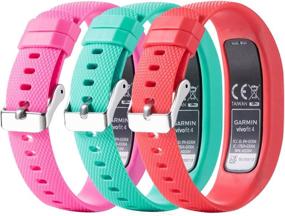 img 3 attached to 📱 QGHXO Garmin Vivofit 4 Band - Soft Silicone Replacement Watch Band Strap for Vivofit 4 Activity Tracker, Ten Colors (A-Pink, Teal & Red), Available in Small and Large Sizes