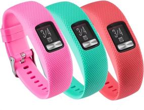 img 4 attached to 📱 QGHXO Garmin Vivofit 4 Band - Soft Silicone Replacement Watch Band Strap for Vivofit 4 Activity Tracker, Ten Colors (A-Pink, Teal & Red), Available in Small and Large Sizes