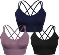 🏋️ wanayou women strappy sports bra, cross back padded yoga bra medium support for women, workout bra логотип