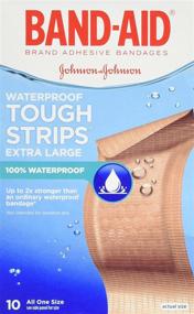 img 2 attached to 💧 Waterproof Extra Large Band-Aid Tough Strips: 10 Count Adhesive Bandages