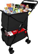 easygo product deluxe cart folding grocery shopping and laundry utility cart – unique double level cart - front swivel wheels - easy folding - 150lbs capacity – patent pending – black logo