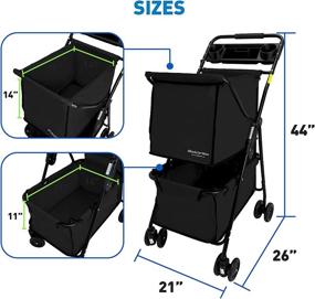 img 1 attached to EasyGo Product Deluxe Cart Folding Grocery Shopping And Laundry Utility Cart – Unique Double Level Cart - Front Swivel Wheels - Easy Folding - 150Lbs Capacity – Patent Pending – Black