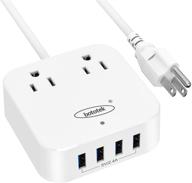 bototek desktop charging station: 2 outlets, 4 🔌 usb ports, 4 ft extension cord, multi plug extender logo