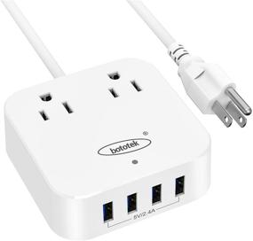 img 4 attached to Bototek Desktop Charging Station: 2 Outlets, 4 🔌 USB Ports, 4 ft Extension Cord, Multi Plug Extender