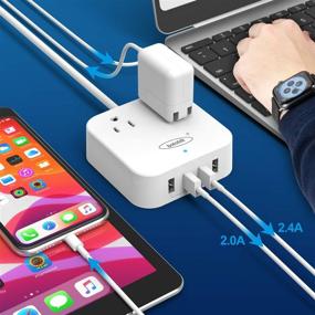 img 1 attached to Bototek Desktop Charging Station: 2 Outlets, 4 🔌 USB Ports, 4 ft Extension Cord, Multi Plug Extender