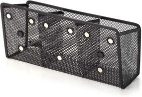 img 1 attached to 📦 StorageMax Magnetic Organizer: Black Wire Mesh Metal Pencil Holder and Storage Basket with Extra Strong Magnets - 3 Large Compartments