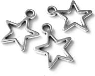 ⭐ heather's 150pcs silver star pendant beads for jewelry making - pentagram charm pendants logo