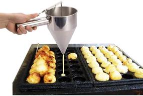 img 3 attached to Octopus Balls Tools Set: Stainless Steel Funnel with Handle & Rack, Pancake and Waffle Batter Dispenser, Pancake Maker Cooking Tools