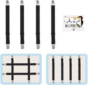 img 4 attached to Secure Your Sheets and More with 4Pcs Adjustable Bed Sheet Straps Clips, Elastic Mattress Sheet Fasteners Holder and Suspenders