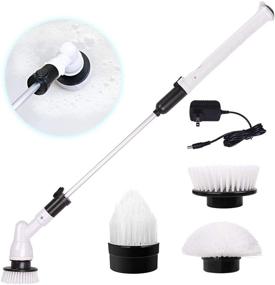 img 4 attached to 🧽 LEPOWERP [2020 Upgraded] Electric Spin Scrubber: Cordless Bathroom Shower Scrubber with 3 Replaceable Cleaning Brush Heads & Adjustable Extension Handle