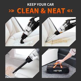 img 3 attached to 🚗 Powerful Car Vacuum Cleaner: HOTOR Portable 12V Handheld Kit for Interior Detailing - Black &amp; Orange