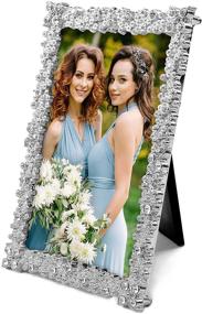 img 4 attached to 🌟 MIMOSA MOMENTS Rhinestone Jewel Picture Frame in Silver - 4x6 Size