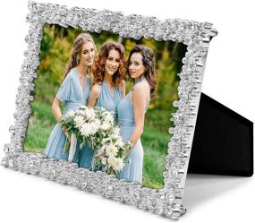 img 2 attached to 🌟 MIMOSA MOMENTS Rhinestone Jewel Picture Frame in Silver - 4x6 Size