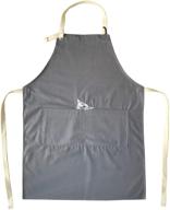 🐱 grevy 100% cotton bbq apron with huge pockets & cat bites embroidery - grey | adjustable neck straps | w 24" l 32 logo