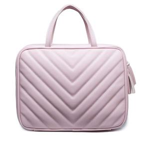 img 4 attached to 👜 Stylish Chevron Leather Women's Travel Toiletry Bag