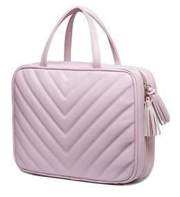 img 3 attached to 👜 Stylish Chevron Leather Women's Travel Toiletry Bag
