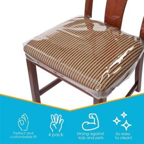 img 2 attached to 🪑 Houseables Clear Chair Seat Covers - 4 Pack, Waterproof PVC Slipcover for Kids Chairs - Fits 16”-18” Seats, Adjustable & Easy to Clean - Ideal for Dining Room, Kitchen, Cushion Protection