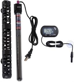 img 4 attached to 🐠 MQ Submersible Aquarium Heater with Auto Thermostat - 200W/300W/500W Fish Tank Heater + LCD Digital Aquarium Thermometer, Shatter-Proof & Blast-Proof