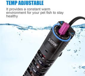 img 1 attached to 🐠 MQ Submersible Aquarium Heater with Auto Thermostat - 200W/300W/500W Fish Tank Heater + LCD Digital Aquarium Thermometer, Shatter-Proof & Blast-Proof