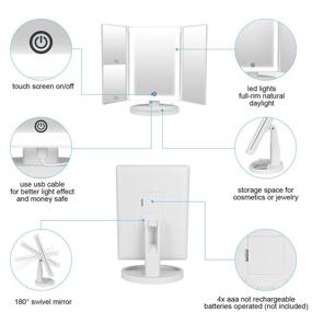 img 3 attached to 💡 Enhance your Makeup Routine with the 36 LED Nature Daylight Lighted Makeup Mirror: Tri-Fold Vanity Mirror with 3X/2X Magnification, Dimming Option, and 180 Degree Rotation for Countertop Use