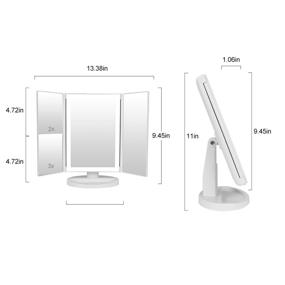 img 4 attached to 💡 Enhance your Makeup Routine with the 36 LED Nature Daylight Lighted Makeup Mirror: Tri-Fold Vanity Mirror with 3X/2X Magnification, Dimming Option, and 180 Degree Rotation for Countertop Use