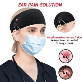 img 3 attached to 🧣 Multi-Purpose Headbands with Mask Button: Non-Slip Ear Protection for Nurses, Doctors & More