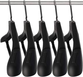 img 4 attached to 🧥 Pack of 15 Extra Wide Black Plastic Suit Hangers with Notched Shoulders & Swivel Hooks, Width: 17.7 inches