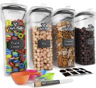 🥣 chef's path cereal containers storage set - airtight food storage for kitchen & pantry organization, bpa-free dispenser keepers - includes spoon set, 8 labels, pen - ideal for flour (135.2oz) логотип